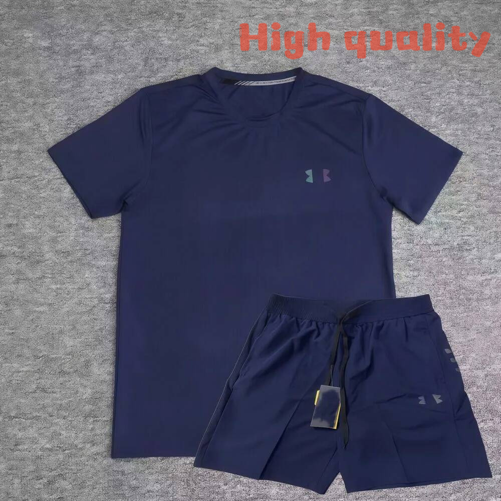 Under Amourr Tracksuit High Street Hip Hop Sportswear Men Women Running Under Shirt Shorts Set Round Neck Breathable Summer High Quality Hot Sale Tr