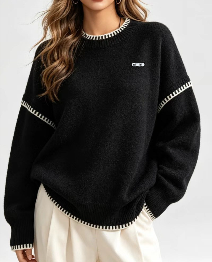 Free shipping 2026 designer New Retro Sweater Women Pullover Print y2k Long Sleeve Bottoming Shirt Female Clothing