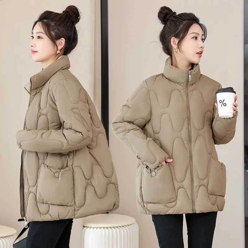 Winter Parka Down Cotton Jacket Women 2026New Korean Fashion Stand Collar Loose Thick Warm Cotton Padded Jacket Women Basic Coat H260917