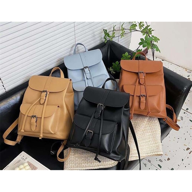 Korean Fashion Trend Large Capacity Backpack Women Pu Leather Shoulder Bags Students School Books Laptop Backpack Travel Bagpack 260916
