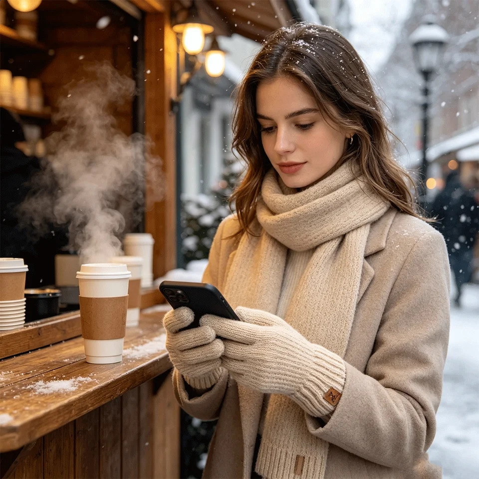 Women's Thermal Touchscreen Gloves - Cable Knit Fleece Lined Soft Warm Winter for Outdoor Riding Commuting Autumn Winter260915