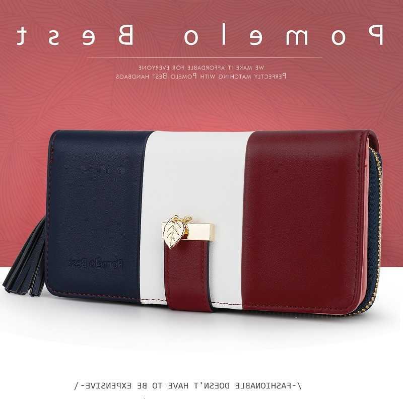 TriColor Pomelo Best Women's Wallet PU Leather Long Zipper RFID Blocking Large Capacity 9 Slots Tassel Pendant Fits PhoneT260917