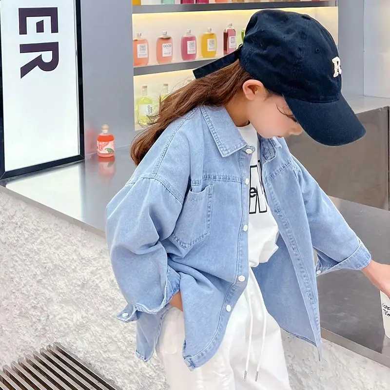 Teenage Spring Summer Girls Denim Shirt Coats Children New Fashion Korean Version Denim Jackets 2 4 6 8 10 12 Years Kids ClothesT260916