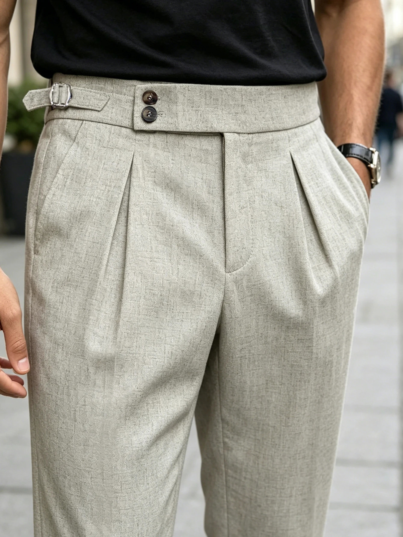2026 Summer Linen Solid Color Formal Pants Men Light Business Office Daily Wear Without Belt 260917