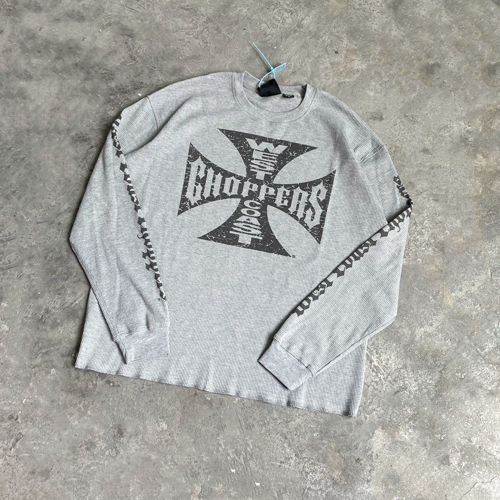 European and cross-border street fashion brand waffle knit top, casual American vibe retro washed loose long-sleeve men's t-shirt 9b