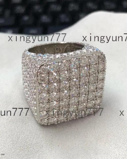Exclusive Hip Hop 925 Sterling Silver Moissanite Diamond Ring VVS Custom Jewelry for Wedding Party and Gift