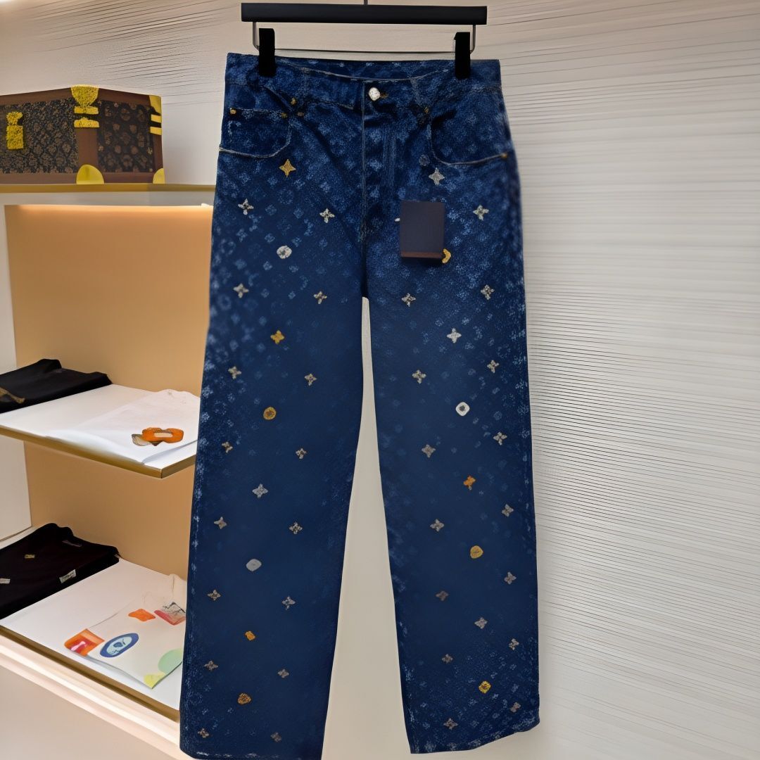 Designer 2026 Autumn/Winter New Collection: Trendy, Versatile Denim Pants With All-Over Letter Jacquard Print, Available In Unisex Styles 36e7