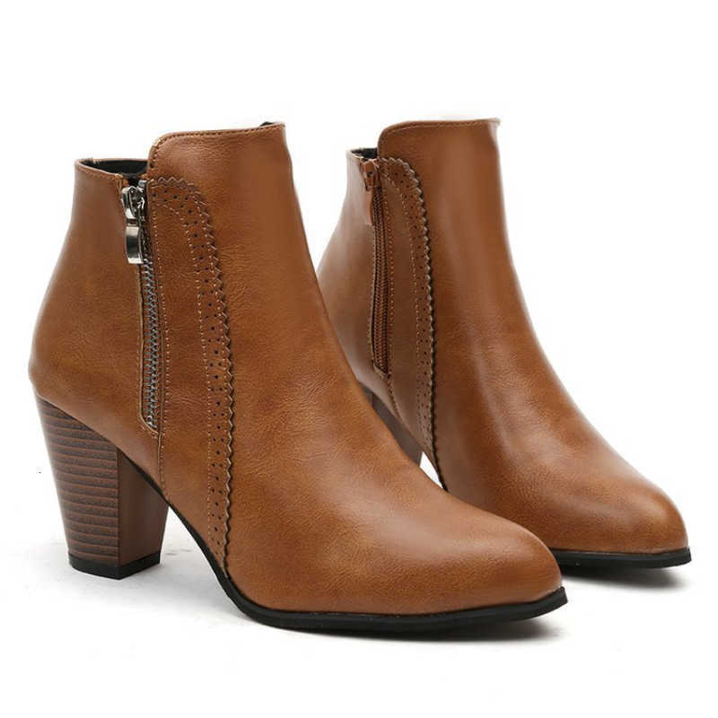 ladies 2024 new boot autumn Coarse heeled outdoor nonslip shoe Zipper fashion Boots Comfort casual women's shoes Botas D260917