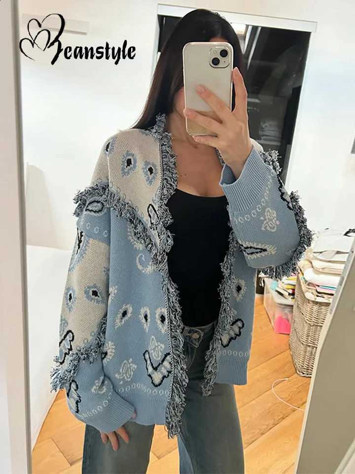Women's Patchwork Casual Jacquard Cardigan Long Sleeve V-Neck Knitted Lady Sweater 2026 Autumn Winter Fashion Female Streetwear J260916