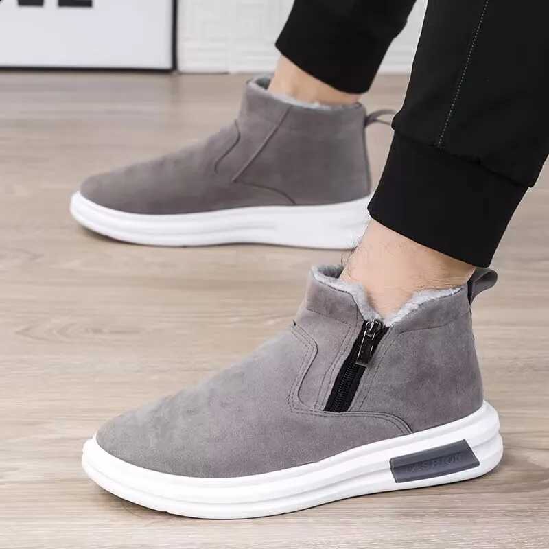Mens Snow Boots With Fur Warm Winter Boots Man Fluff Comfortable Suede Ankle Boots for Men botas casual hombre D2609171