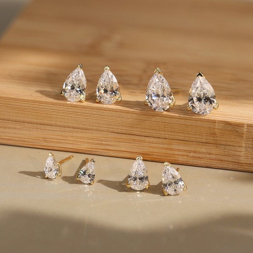 GRA Certified Pear Cut Water Drop Stud Earrings S925 Sterling Silver Sparkling Lab Diamond for Women Fine Jewelry 260915