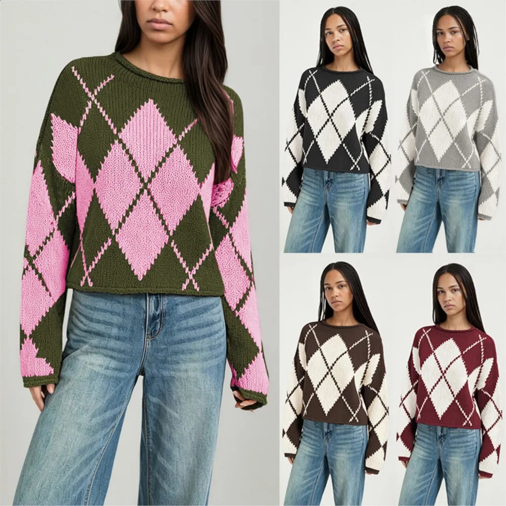 MsChuh Casual Women Jumper Comfortable Allmatch Loose Simple Style Sweater Pulls Femmes Daily Contrast Fashionable Long Sleeves 260916