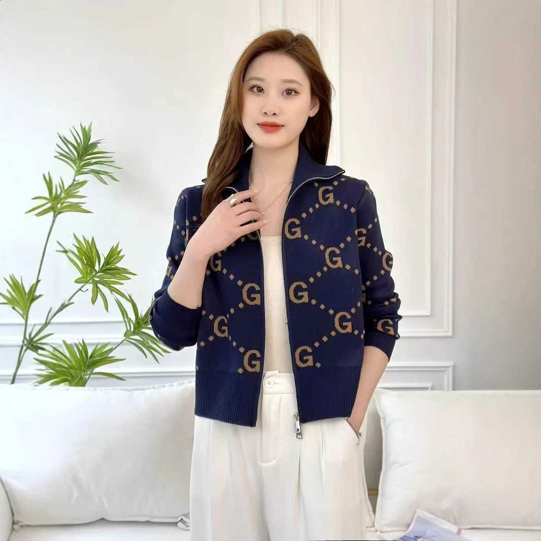 High End Chic Design Zipper Sweater Jacket Women Short Jacquard Long Sleeve Knitted Sweater Coat Female Fashion Short Cardigans X260916