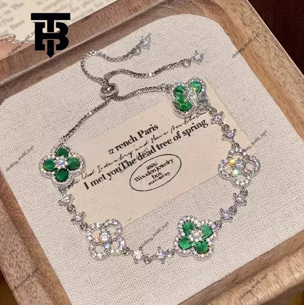 TB BHULAMTE Designer Lucky Bracelet New Luxury Women's Gold Clover Shiny Hollow Accessories Elegant Party Jewelry Fashion Festival Gift b1b 032