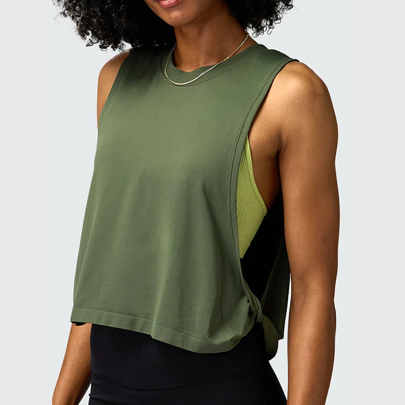 Women Sleeveless Yoga Tops Mesh Quick Dry Breathable Blouse Cover Up Gym Workout Cool T-Shirt Running Short Tank Crop Top 26Y0917