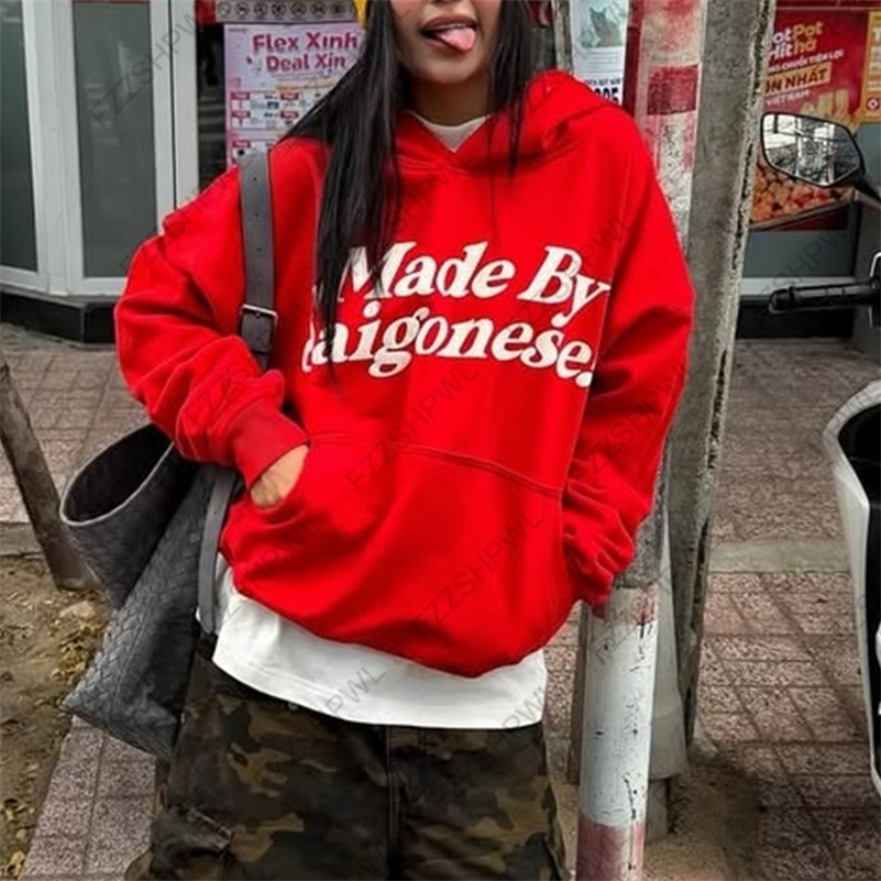 Y2K womens hooded sweatshirt featuring letter prints Gothic casual fashion trash aesthetic and retro Harajuku millennial vibes 260916