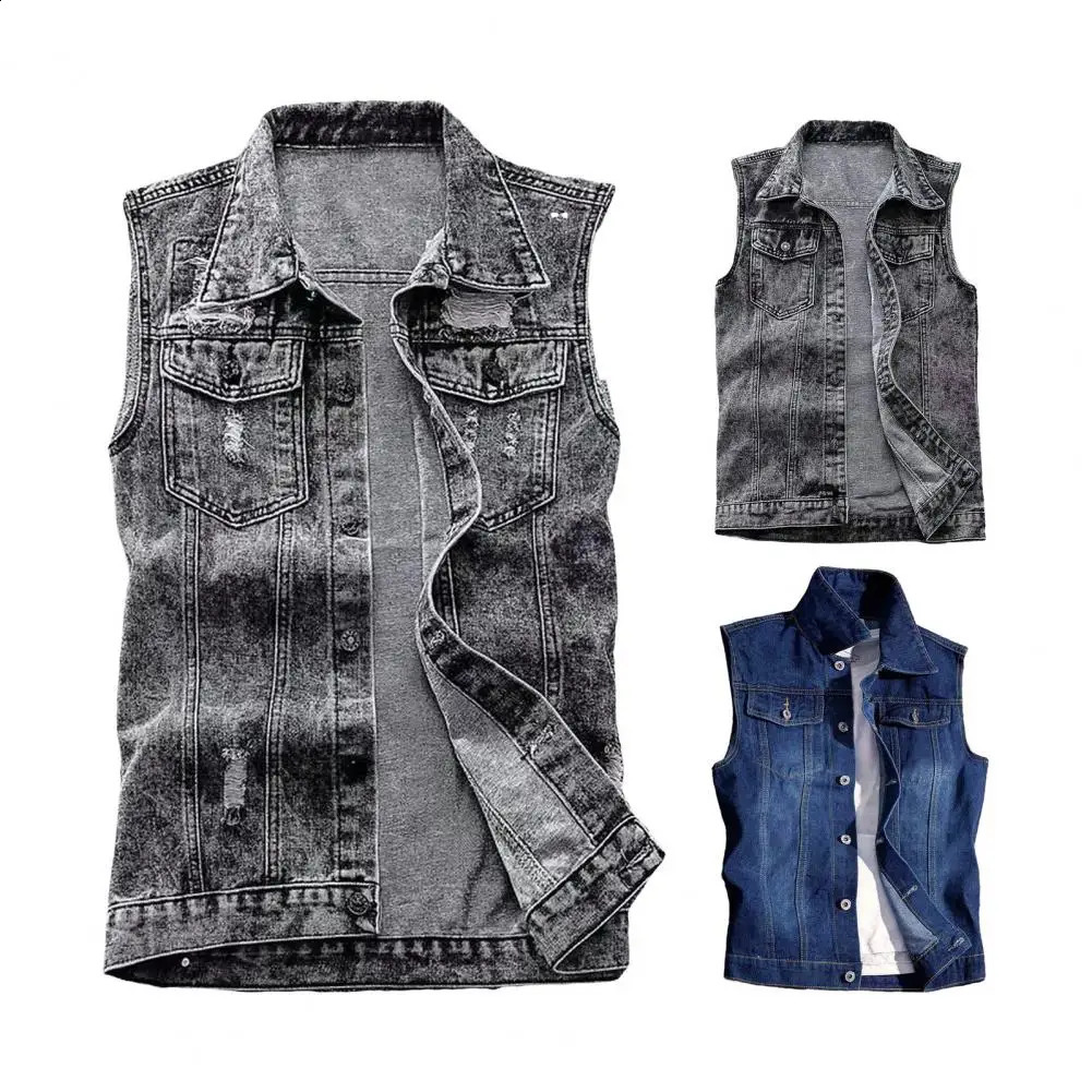 Men's Denim Vest Jean Jacket Hip Hop Biker Waistcoat Coats Cowboy Sleeveless Jacket Motorcycle Tanks Large Size 3XL 260917