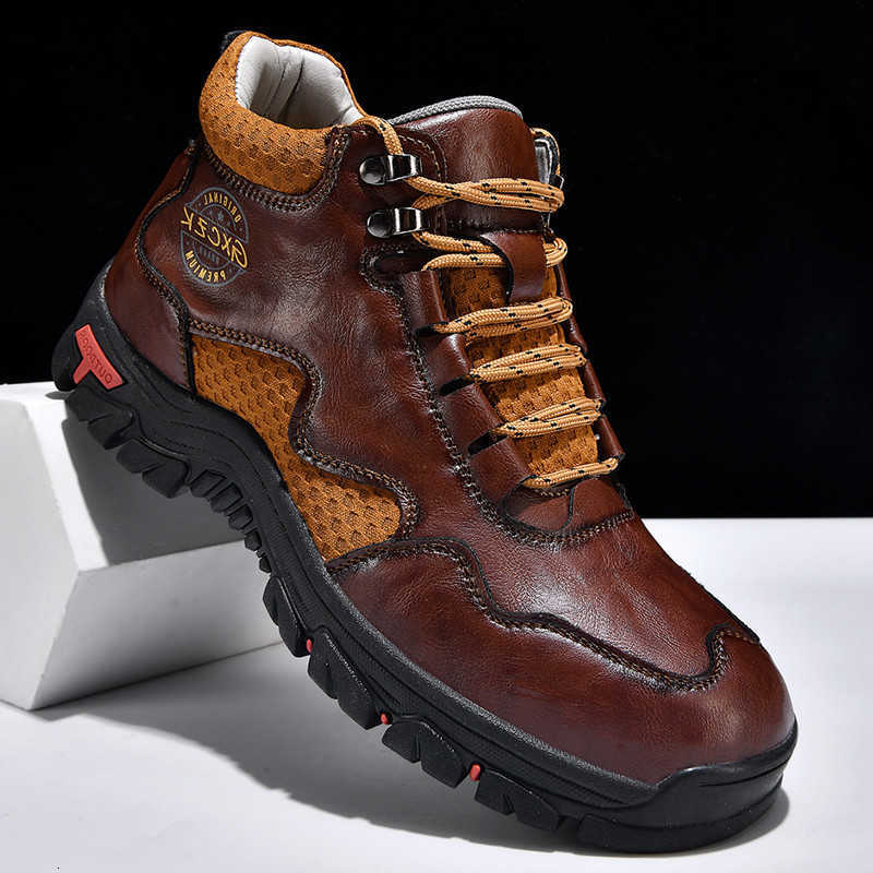 New Autumn Handmade Leather Men Boots Outdoor Design Sneakers Man Breathable Casual Leather Shoes Men Ankle Boots Fall Plus Size D260917