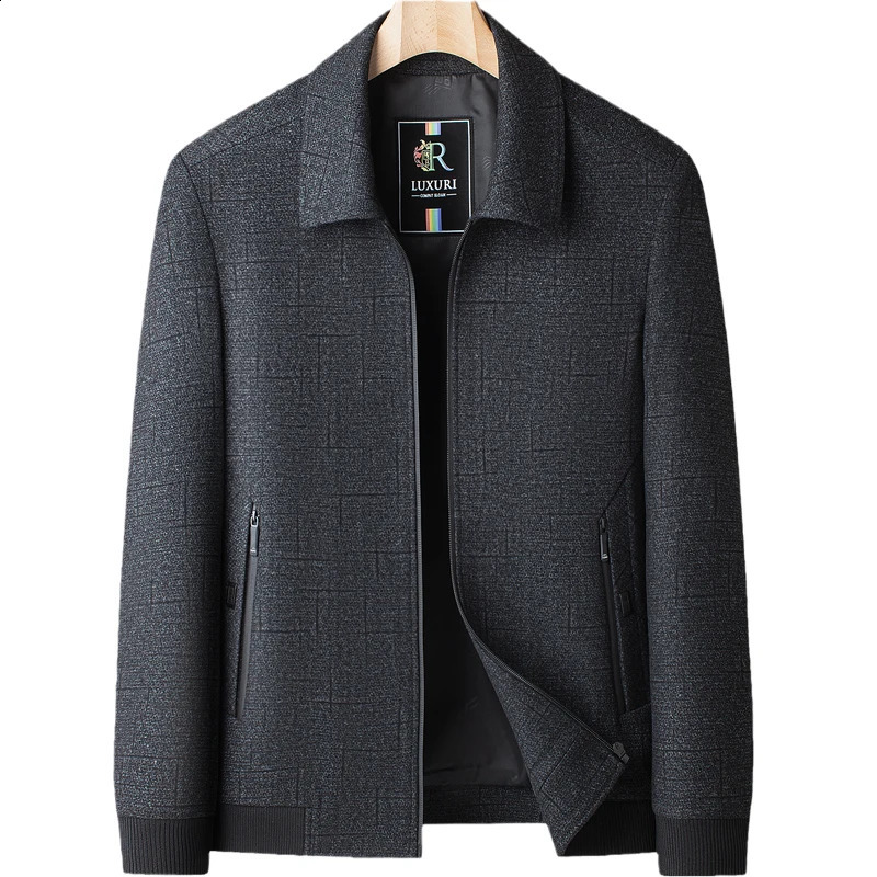 2026 Spring Autumn Mens Jacket Coat Lapel Collar Middle Aged Male Business Casual Outerwear Top Fashion Office Wear 260914
