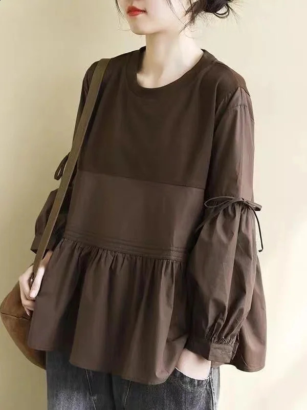plus Size Women's Long Sve Loose Splice n T-irt Casual Sle Artistic Pattern Color Blo Doll irt Top for Younge... 260917