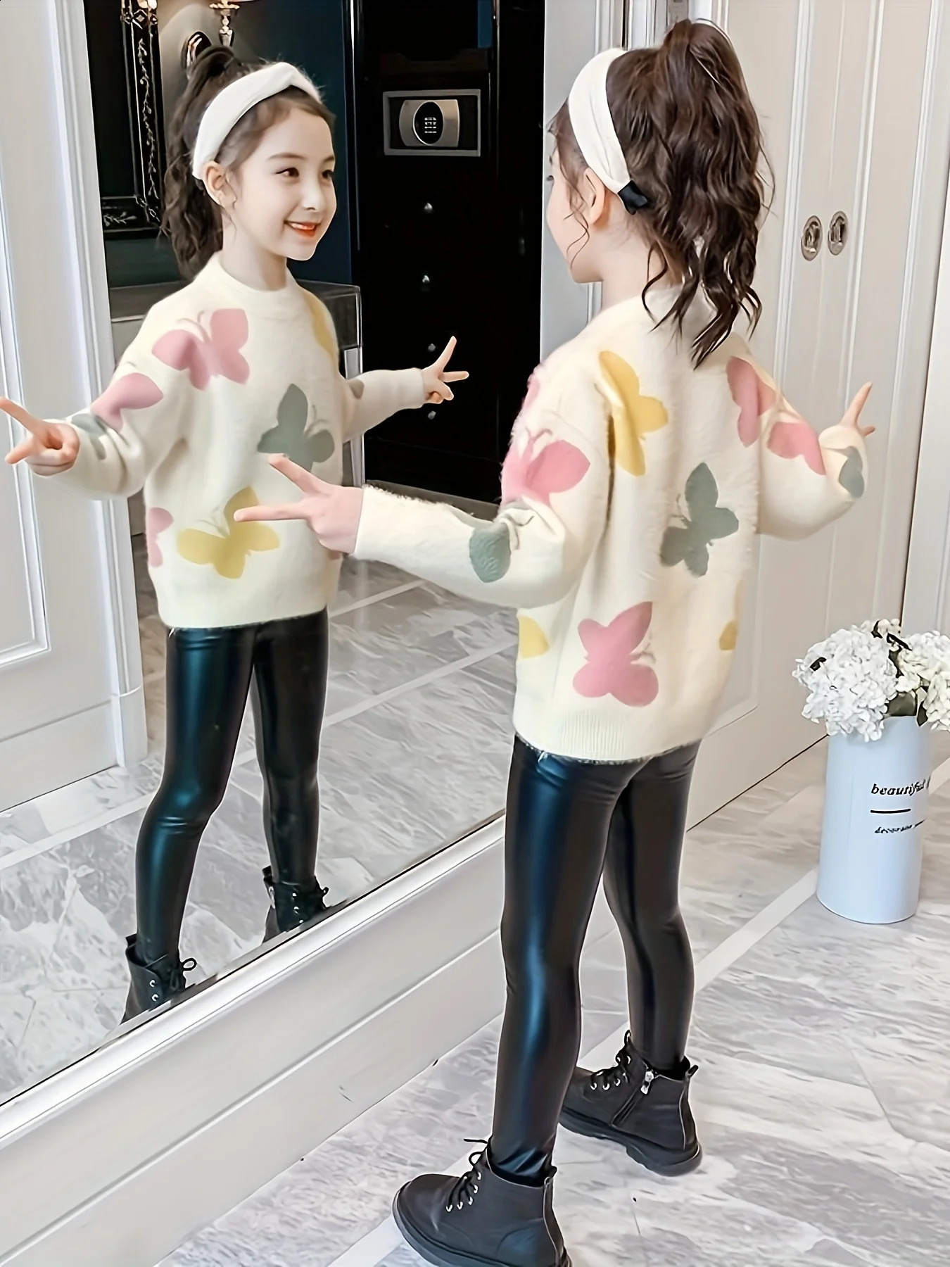 Girls' Sweaters Pullovers Autumn and Winter Clothing Kidsren's Clothing Bottoming Shirts Stylish Thickeneded Sweaters for Older Kidsren 26