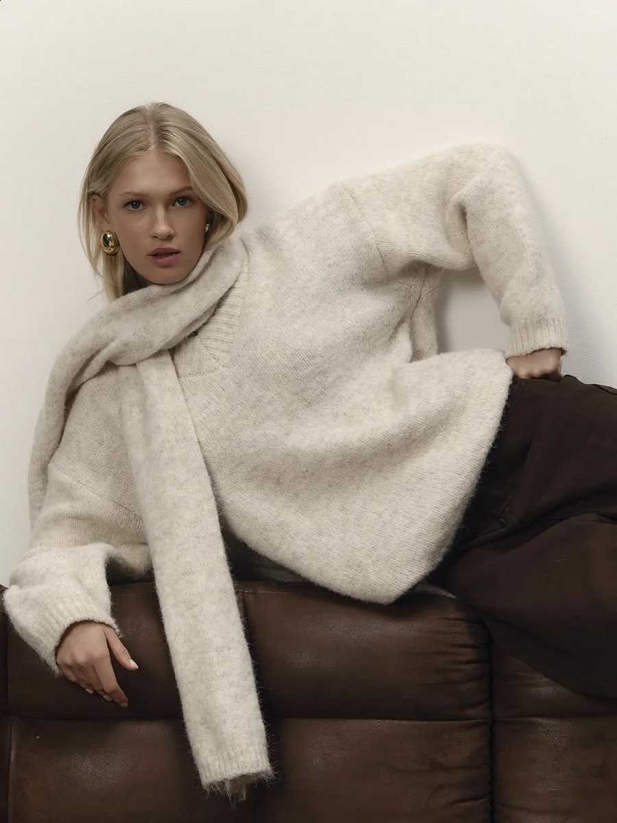 Soft Hirsionsan 2025 New Loose V Or O Neck Knitted Sweaters Women Winter Solid Female Pullovers Warm Basic Knitwear Jumper J260916