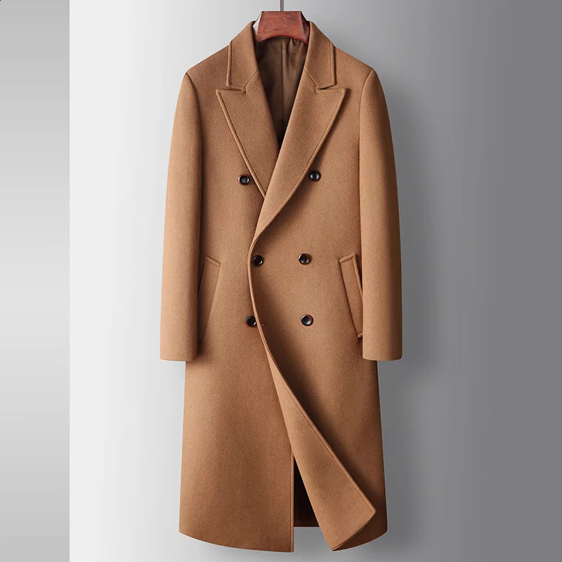Men Double Breasted Formal Wear Business Woolen Coats Casual Cashmere Trench Coats Thicker Warm Long Jackets Quality Overcoats 4 260916