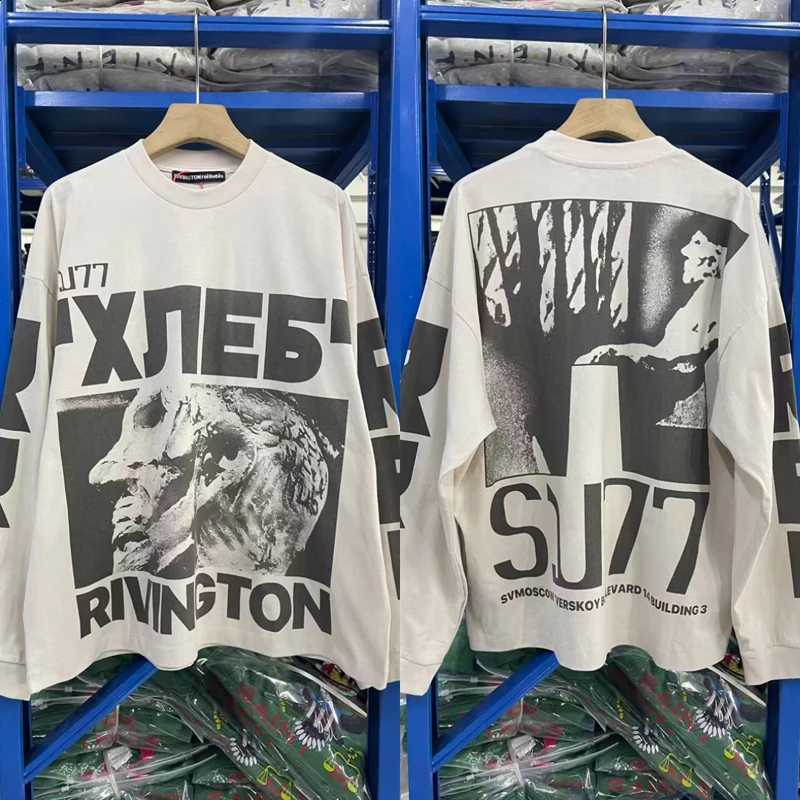 Spring Summer Trend RRR123 Long Sleeves High Quality Do Old Casual Loose Round Neck Pattern T-shirt X260916