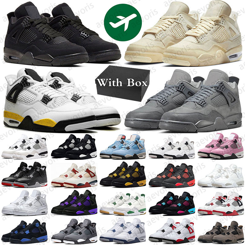 free shipping 4 4s j4 with box designer basketball shoes mens trainers sneakers Military Black Cat Tour Yellow White Cement women sports outdoor