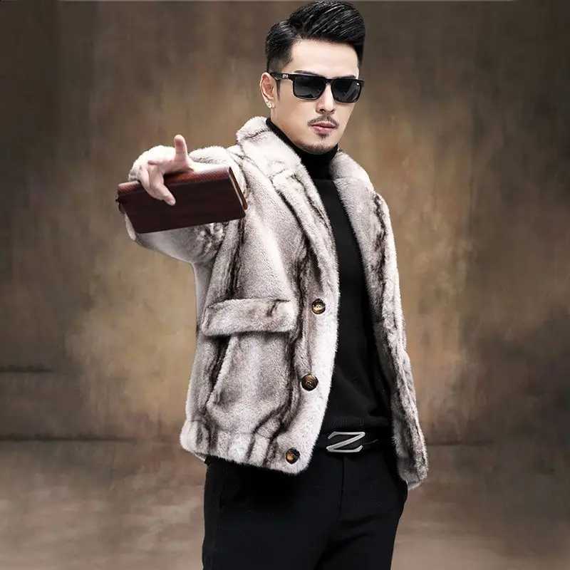 Fur Mens Fur Coat Faux Coat Men Ferret Men's Winter Jacket Tailored Collar Male Coat Imitation Mink Fur Winter Man Jacket W260915
