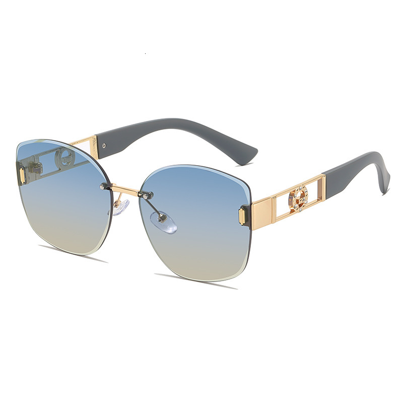 High-End Designer Sunglasses New Retro Rimless Sunglasses With Stylish Frames, Designed For Women, Featuring A Metal Frame, Trendy Design, UV Protec