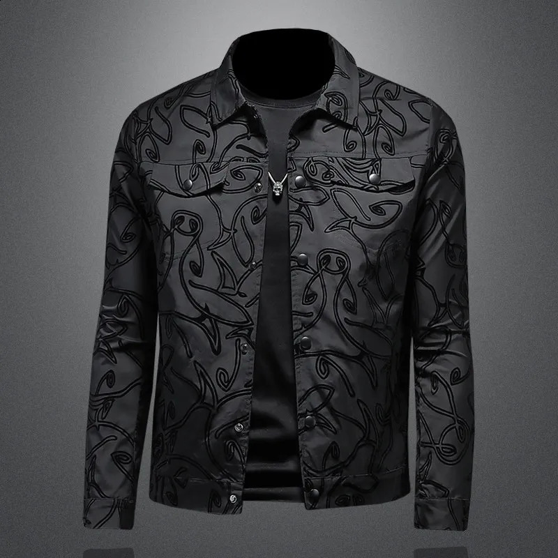 Spring 2026 Men's Casual Jacket with Embroidered Collar Slim Fit Trendy Top for Fashionable Clothing 260916