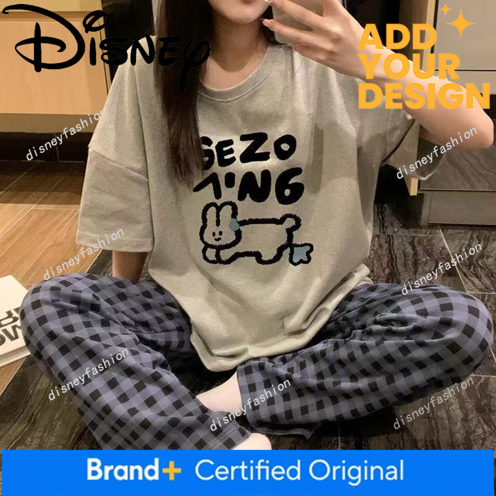 Women's Pajamas 2025 New Short Long Pants Wearable Outside Ins Style Summer Cartoon Half Sleeve Homewear Set a0