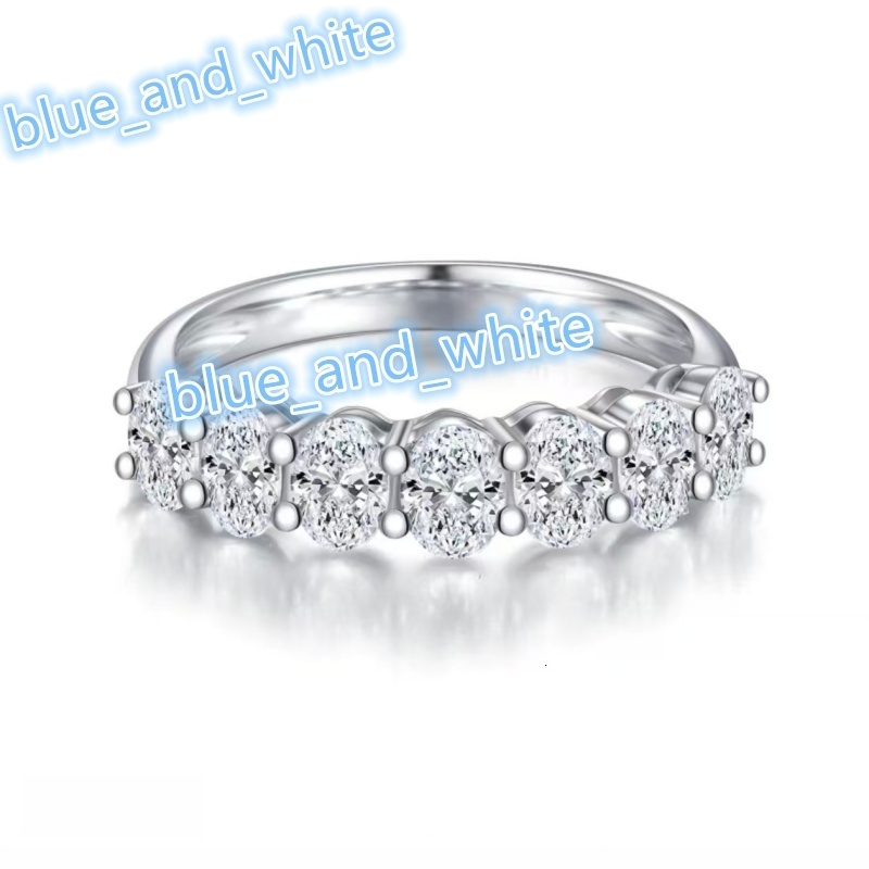 Huacan Silver 9K 14K 18K White Gold Lab Grown Diamond Oval Certified Eternity Ring New Fashion Fine Jewelry Women's Accessories