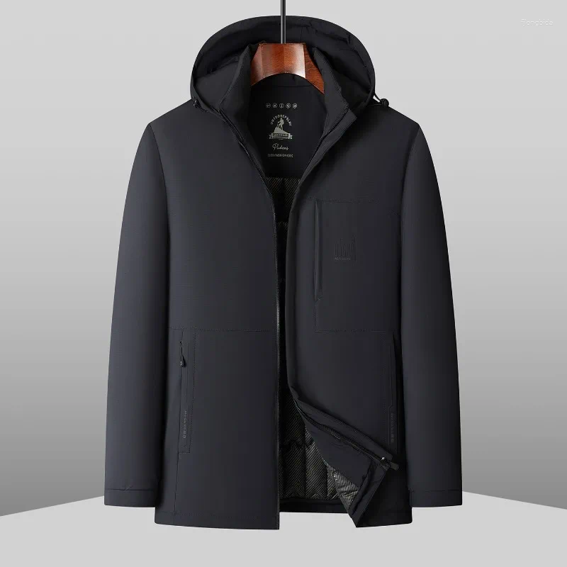 Men's Down Arrival Winter Medium Long Business Casual Stand Up Collar Hooded Padded Cotton Jacket Plus Size 3XL 4XL5XL6XL 7XL 8XL