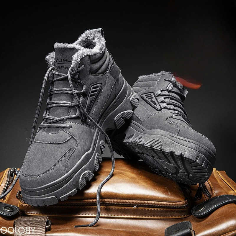 fa1able versatile workwear high top men's shoes autumn winter new men's cotton shoes warm casual anti slip snow boots D260917