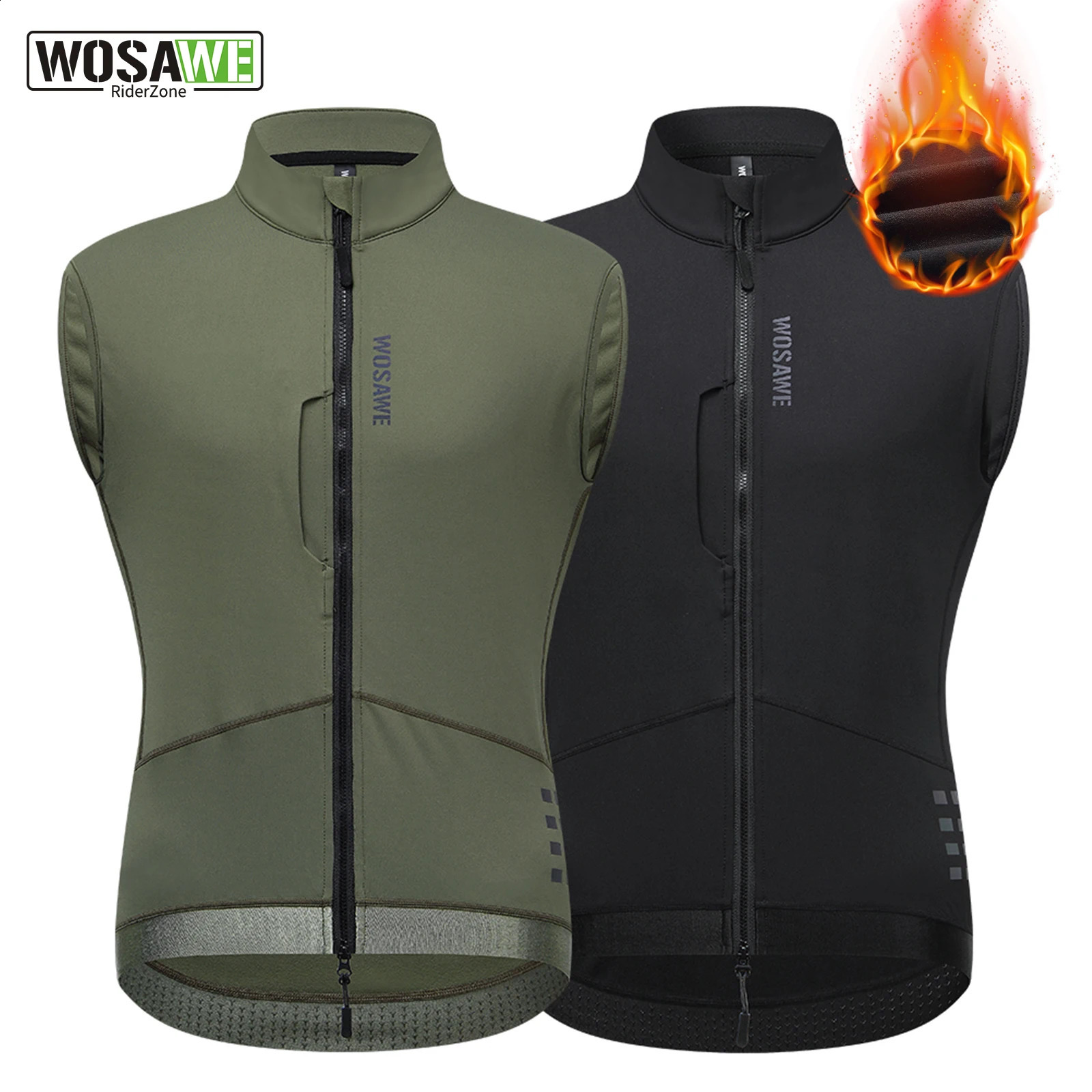 WOSAWE Thermal Winter Cycling Vest Windproof Bike Jacket Sleeveless Windbreaker Back Pockets for Men and Women 260916