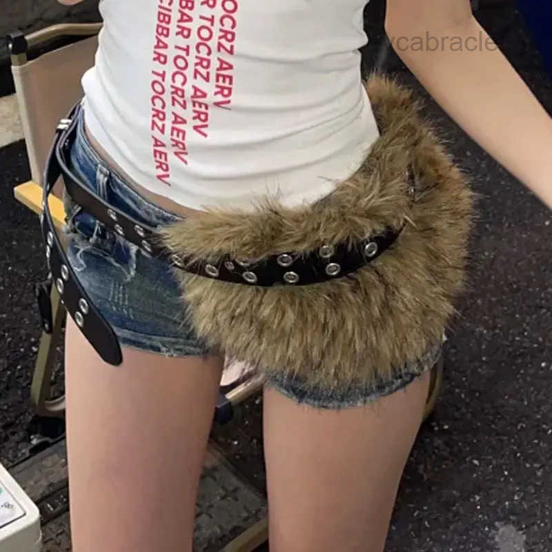 Belt Furry Retro Winter Y2K Subculture Plush Waist Chain Faux Fur Belts Furry Sexy Vintage Waistband Punk Belt Jeans 251205