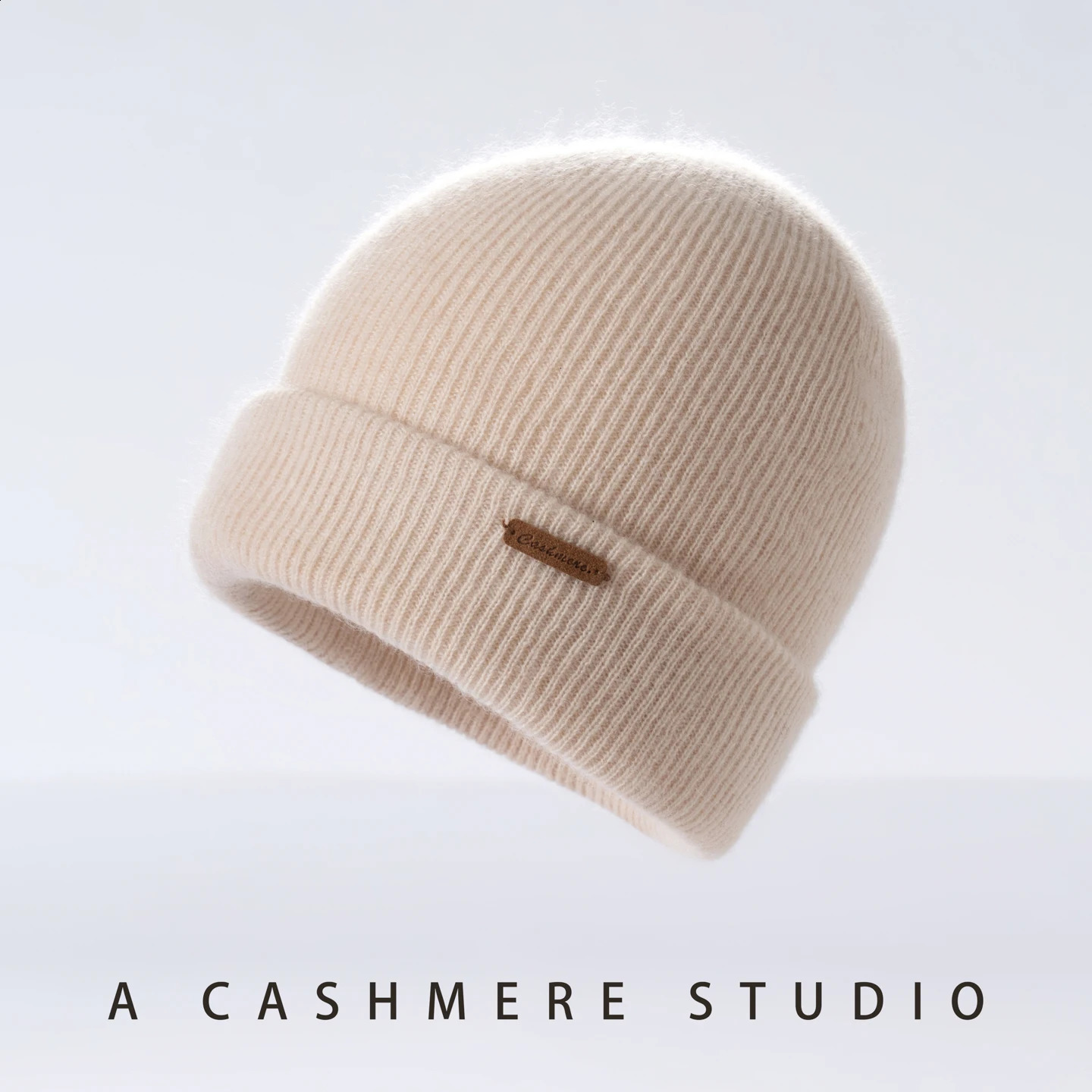 High-Quality 100% Cashmere Knitted Beanie Hat For MenWomen Winter Solid Color Warm Casual Hat Double-Layer Eaveless Cap Unisex 260917