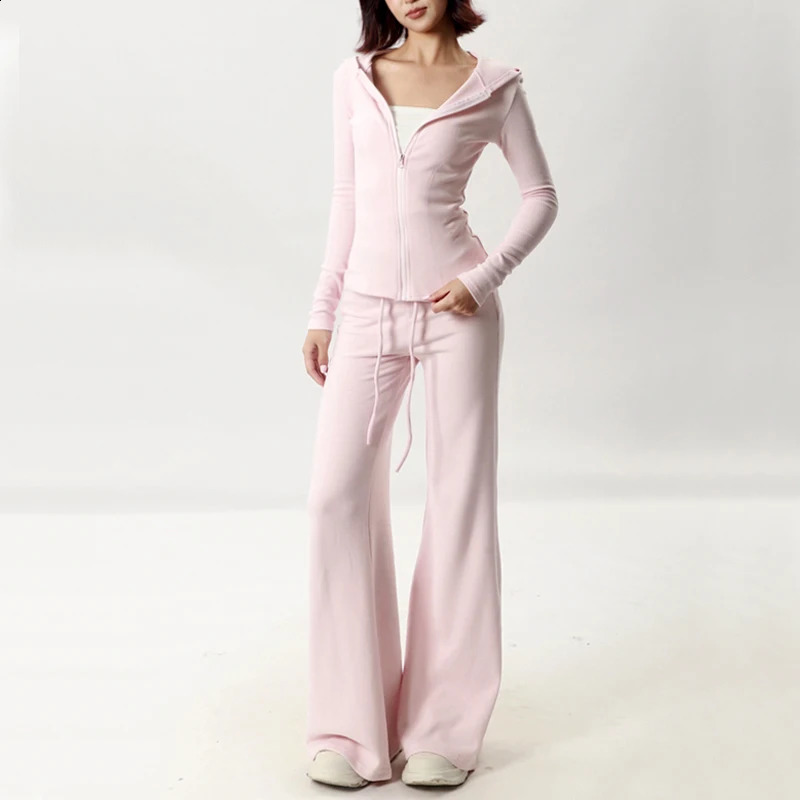Women's Light Weight Fleece Zip Through Hoodie And Flare Joggers Coord Tracksuit 260917