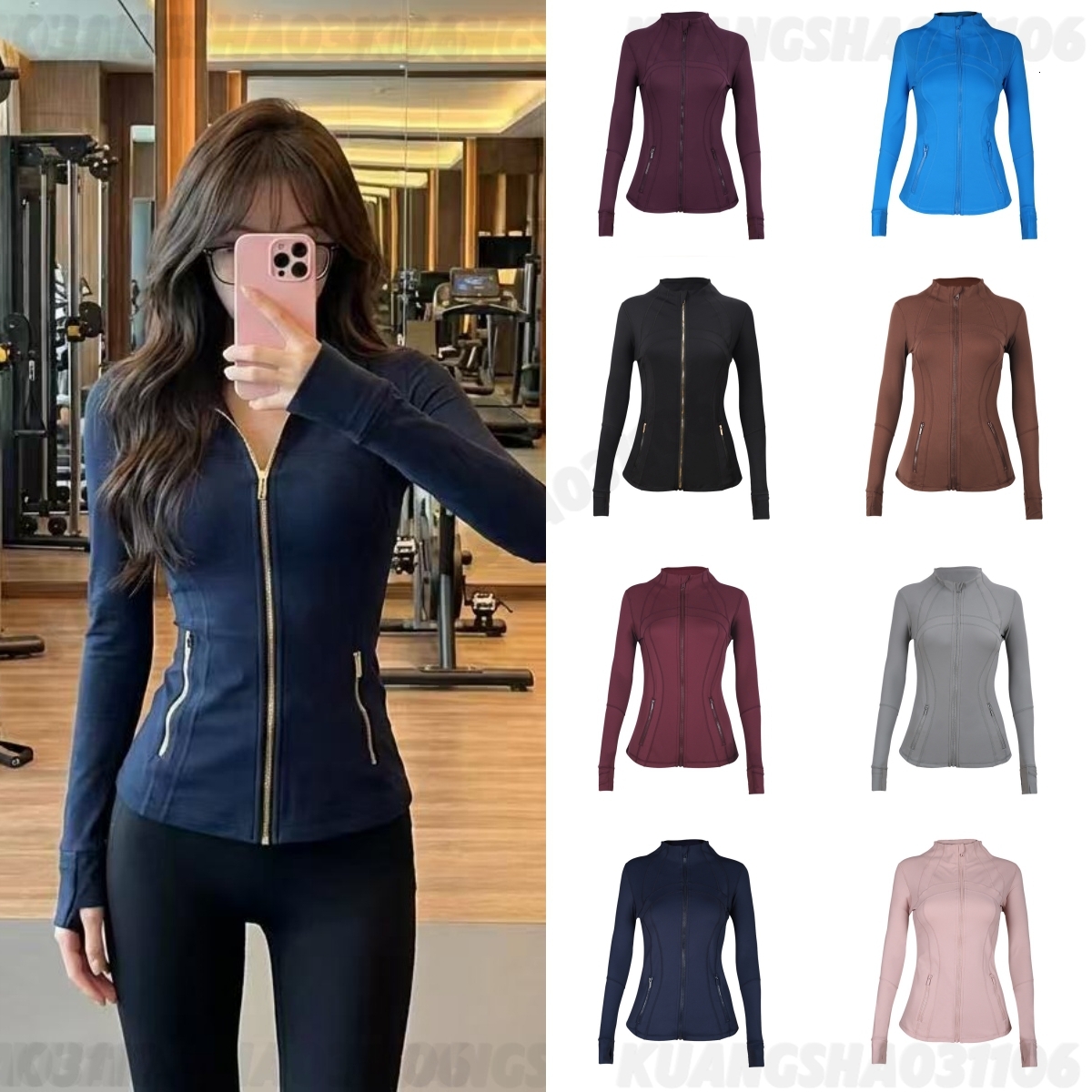 Women's Yoga Jacket High Elastic long clothes sleeves Gym coat Solid Color Nude Sports fitness Outfit designer yoga Jogging Sportswear pilates