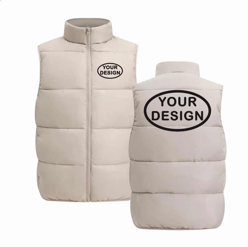 Customize Your Men's Sleeveless Vest Jacket Down Windproof Jacket Solid Color Warm Winter Coat 260916
