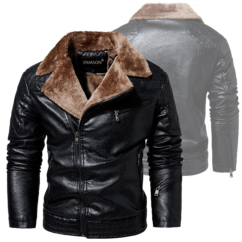 2026 new men's jacket, fashionable multifunctional, wool lining, suit collar, PU leather jacket men's coat wool lining jacket leather jack
