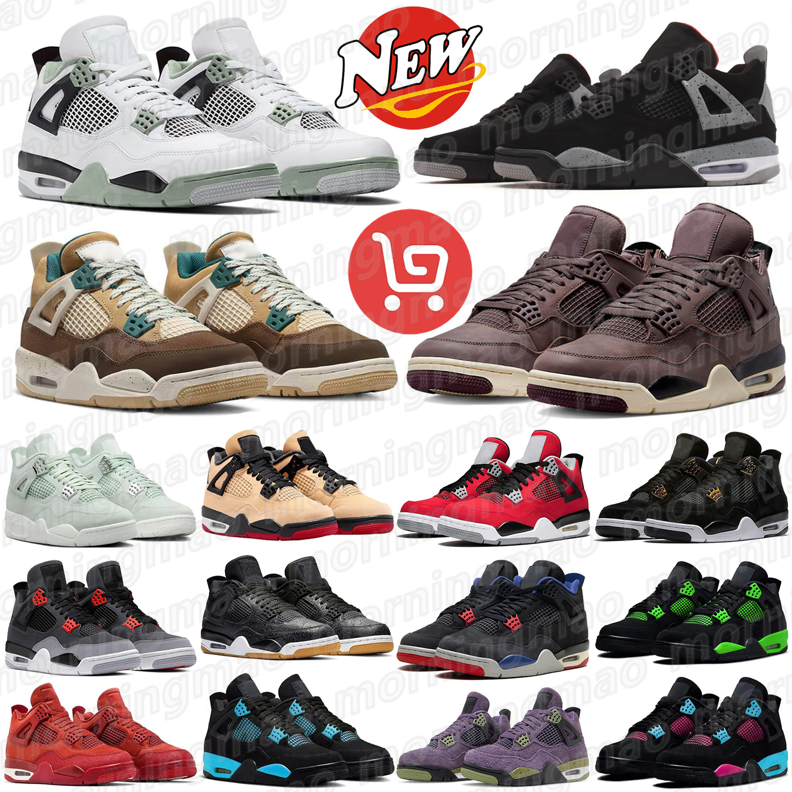 2026 With Box Basketball Running Shoes J4 4s Outdoor Sport Platform Trainer All Black Cat Red Yellow White Cement Green Navy Blue Man Women Sneakers