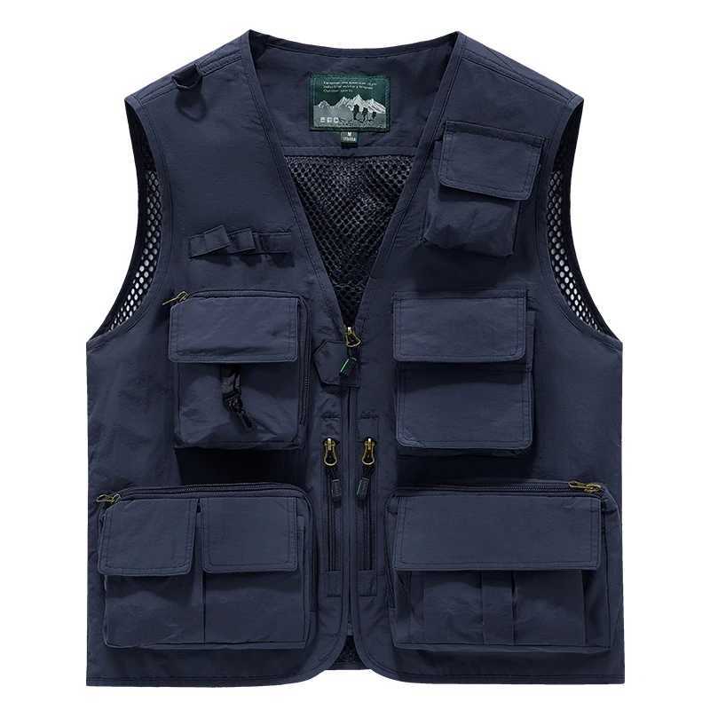 Men's Outdoor V-Neck Workwear Vest 2026 Trendy New Style with Multiple Pockets Breathable Mesh Fishing Jacket Sporty Plus Size Q260917