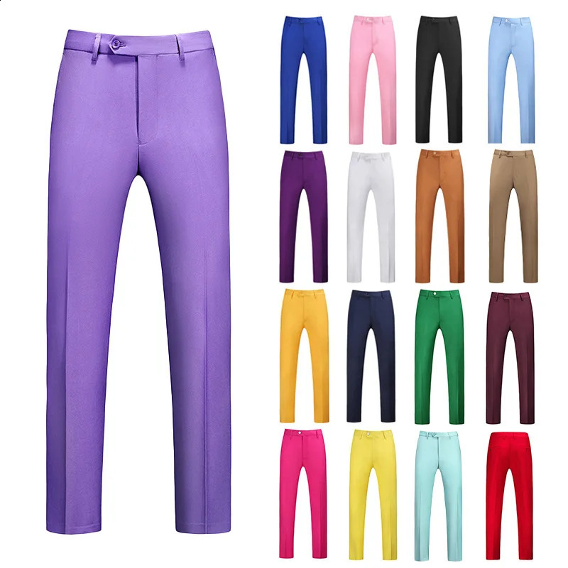 19 Color High Quality Men's Solid Color Slim Fit Suit Pants Fashion Formal Business Social Groom Wedding High End Trousers 260917