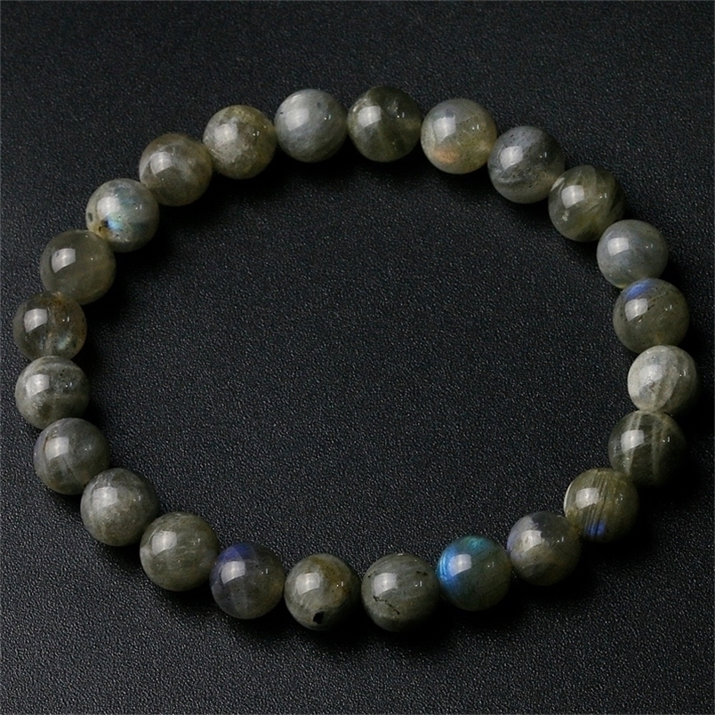 YMORL Grade A Natural India Labradorite Stone Round Beaded 8mm Lucky Gray Blue Women Men Bracelet Charm Jewelry Gift 260916
