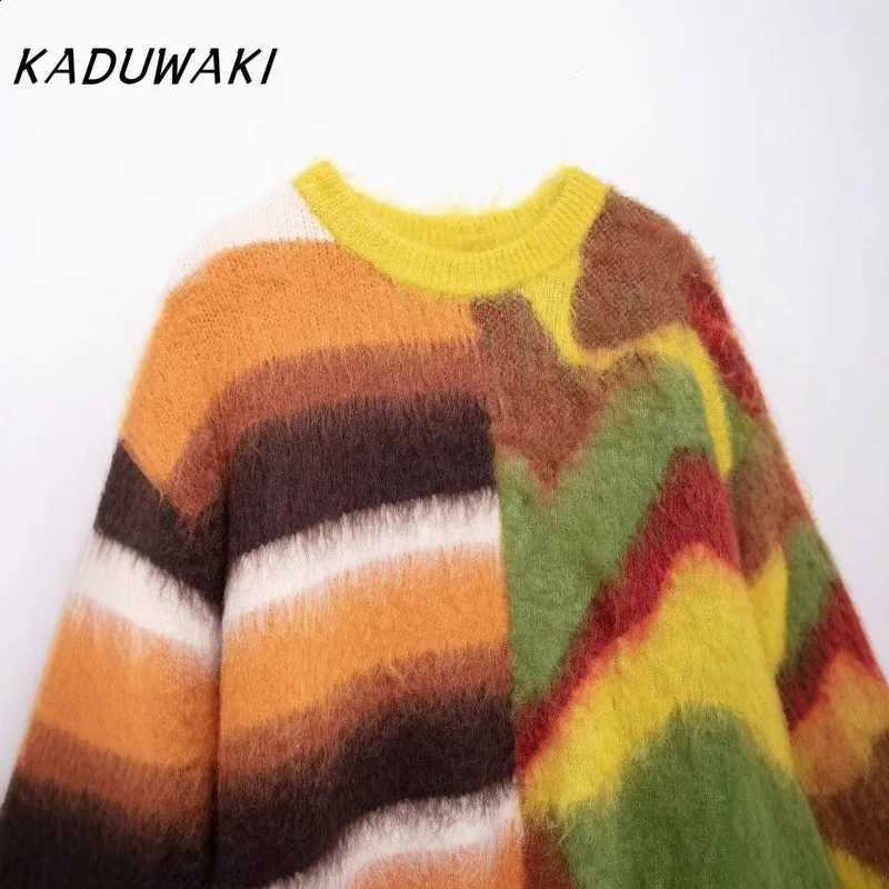 Neck KADUWAK Fashion Autumn Round Long Sleeve Jumper Vintage Color Blocking Jacquard Loose Knit Jumper Poleras De Invierno Mujer J260916