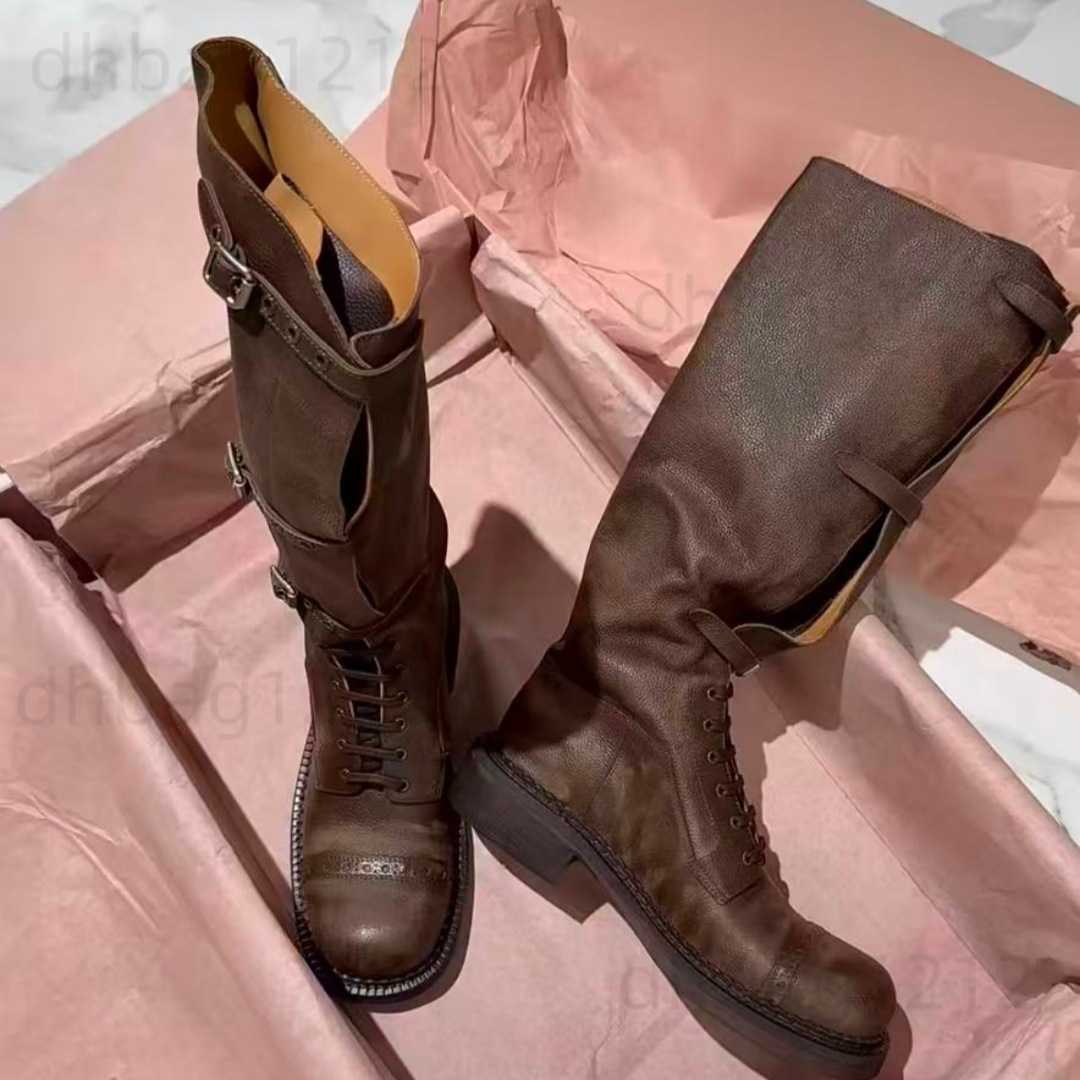 Mu2025 high-heeled women's boots with thick heels and buckles knee-high western cowboy boots long fashion boots T260917