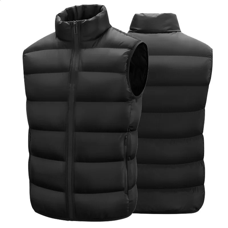 Mens Vest Jacket Warm Sleeveless Jackets Winter Waterproof Zipper Coat Autumn Stand-up Collar Casual Waistcoat Clothing 260917
